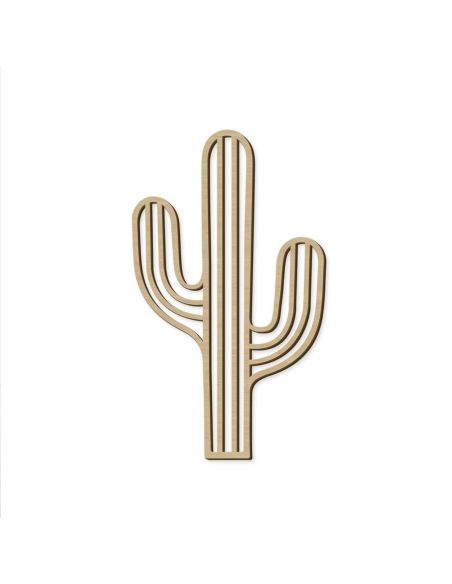 Décoration Murale en Bois Naturel " Cactus " - Dimensions : L.35 x l.0,4 x H.60 cm