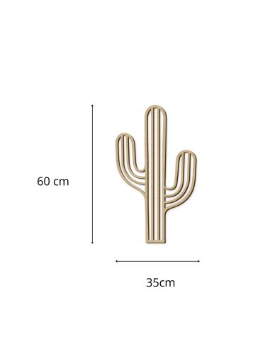 Décoration Murale en Bois Naturel " Cactus " - Dimensions : L.35 x l.0,4 x H.60 cm