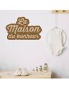 Décoration Murale en Bois "La Maison du Bonheur" en Relief - Dimension: L.50 x P.1 x H.30 cm