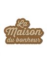 Décoration Murale en Bois "La Maison du Bonheur" en Relief - Dimension: L.50 x P.1 x H.30 cm