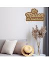 Décoration Murale en Bois "La Maison du Bonheur" en Relief - Dimension: L.50 x P.1 x H.30 cm