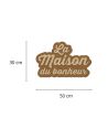 Décoration Murale en Bois "La Maison du Bonheur" en Relief - Dimension: L.50 x P.1 x H.30 cm