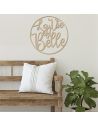 Décoration Murale en Bois Naturel Découpé " La Vie est Belle " - Dimensions : 40 x 40 cm