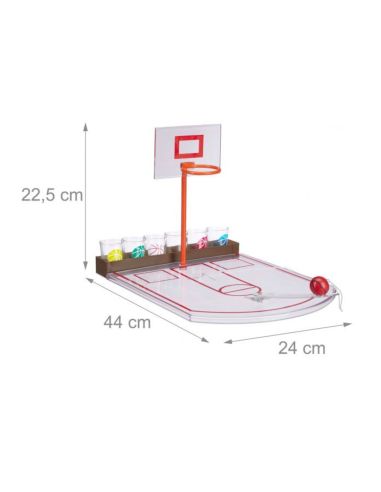 Jeu à Boire "basket" - Contient 6 Verres à Shot - Dimensions : 24 x 31 x 22,5 cm