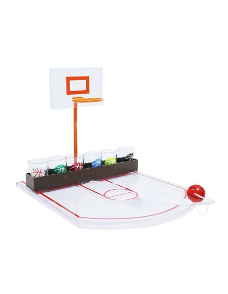 Jeu à Boire "basket" - Contient 6 Verres à Shot - Dimensions : 24 x 31 x 22,5 cm
