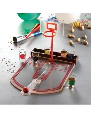 Jeu à Boire "basket" - Contient 6 Verres à Shot - Dimensions : 24 x 31 x 22,5 cm