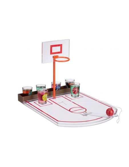 Jeu à Boire "basket" - Contient 6 Verres à Shot - Dimensions : 24 x 31 x 22,5 cm
