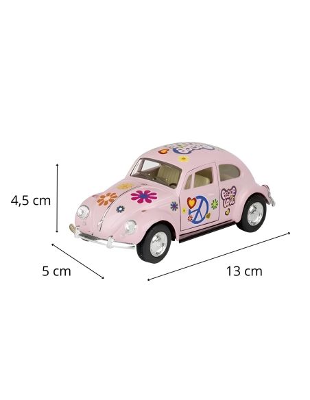 Voiture Maquette Echelle 1/32 en Métal à Friction VW Beetle 1967 - 4 Couleurs Disponibles 