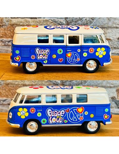 Voiture Maquette Echelle 1/32 en Métal à Friction VW T1 Bus 1962 - 4 Couleurs Disponibles