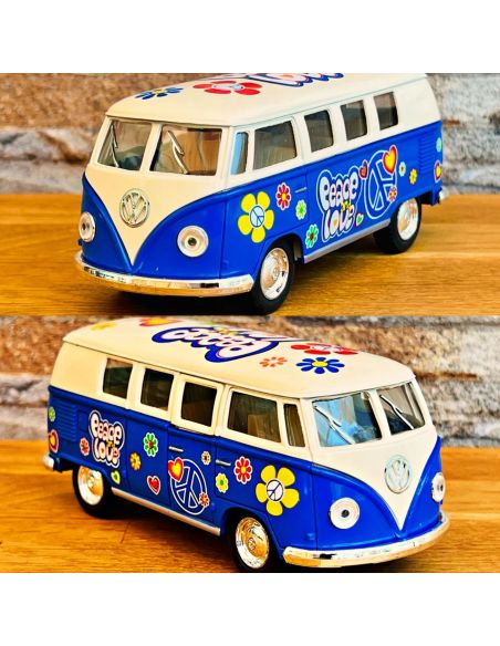 Voiture Maquette Echelle 1/32 en Métal à Friction VW T1 Bus 1962 - 4 Couleurs Disponibles