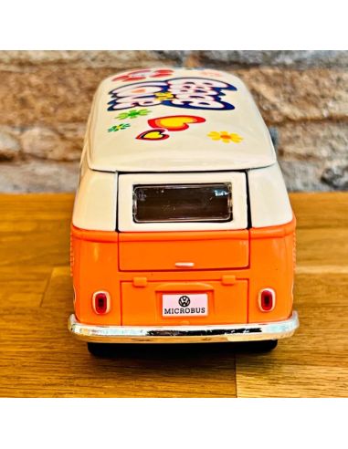 Voiture Maquette Echelle 1/32 en Métal à Friction VW T1 Bus 1962 - 4 Couleurs Disponibles