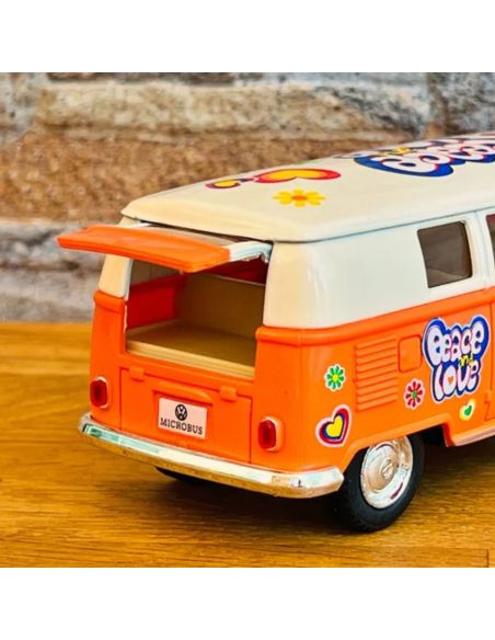 Voiture Maquette Echelle 1/32 en Métal à Friction VW T1 Bus 1962 - 4 Couleurs Disponibles