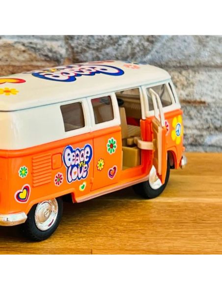 Voiture Maquette Echelle 1/32 en Métal à Friction VW T1 Bus 1962 - 4 Couleurs Disponibles