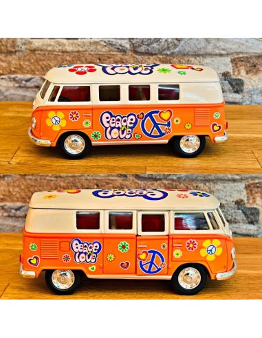 Voiture Maquette Echelle 1/32 en Métal à Friction VW T1 Bus 1962 - 4 Couleurs Disponibles
