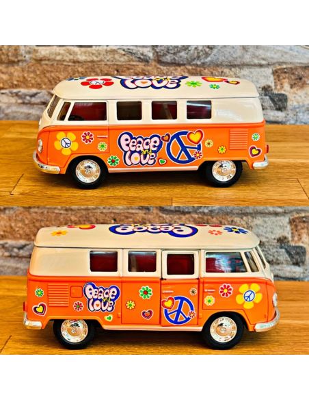 Voiture Maquette Echelle 1/32 en Métal à Friction VW T1 Bus 1962 - 4 Couleurs Disponibles