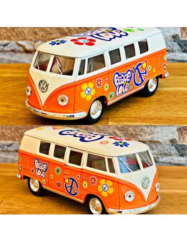 Voiture Maquette Echelle 1/32 en Métal à Friction VW T1 Bus 1962 - 4 Couleurs Disponibles