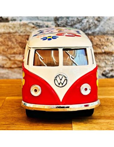 Voiture Maquette Echelle 1/32 en Métal à Friction VW T1 Bus 1962 - 4 Couleurs Disponibles