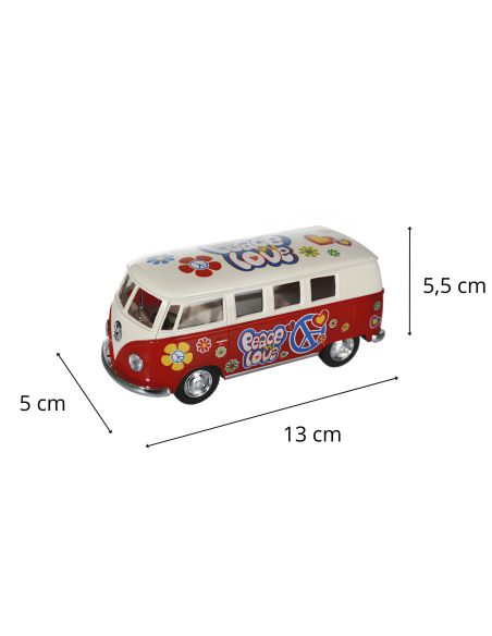 Voiture Maquette Echelle 1/32 en Métal à Friction VW T1 Bus 1962 - 4 Couleurs Disponibles