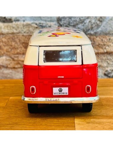 Voiture Maquette Echelle 1/32 en Métal à Friction VW T1 Bus 1962 - 4 Couleurs Disponibles