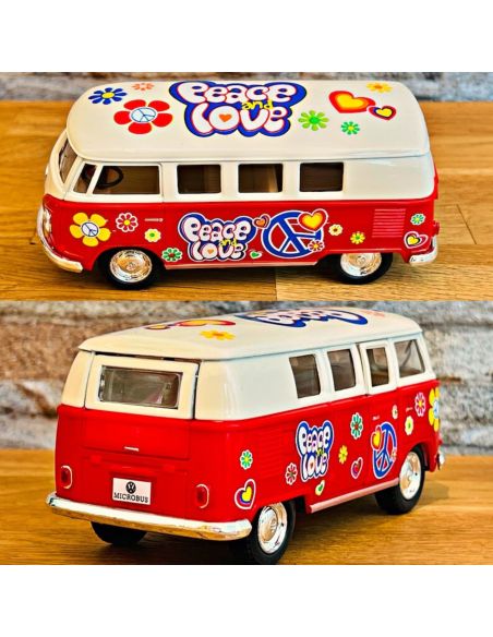 Voiture Maquette Echelle 1/32 en Métal à Friction VW T1 Bus 1962 - 4 Couleurs Disponibles