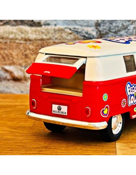 Voiture Maquette Echelle 1/32 en Métal à Friction VW T1 Bus 1962 - 4 Couleurs Disponibles