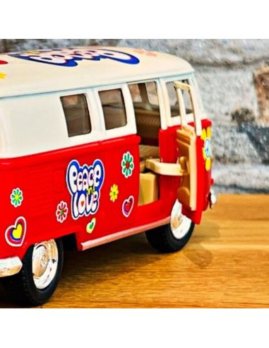 Voiture Maquette Echelle 1/32 en Métal à Friction VW T1 Bus 1962 - 4 Couleurs Disponibles