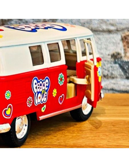 Voiture Maquette Echelle 1/32 en Métal à Friction VW T1 Bus 1962 - 4 Couleurs Disponibles