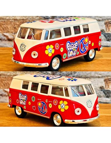 Voiture Maquette Echelle 1/32 en Métal à Friction VW T1 Bus 1962 - 4 Couleurs Disponibles
