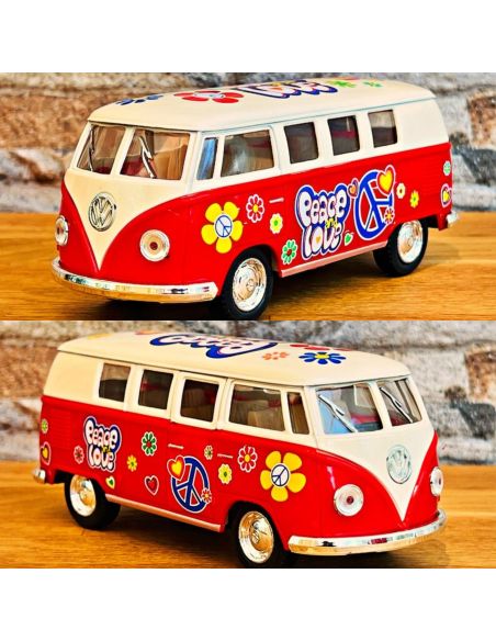 Voiture Maquette Echelle 1/32 en Métal à Friction VW T1 Bus 1962 - 4 Couleurs Disponibles