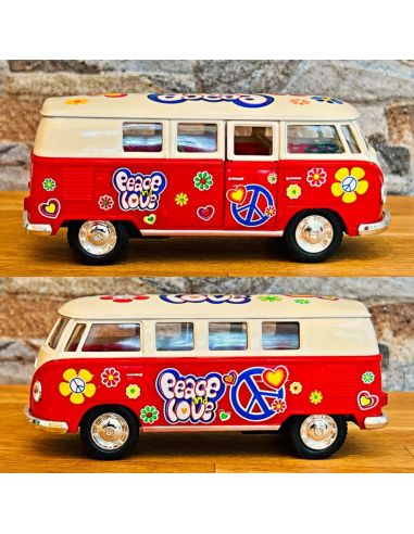 Voiture Maquette Echelle 1/32 en Métal à Friction VW T1 Bus 1962 - 4 Couleurs Disponibles