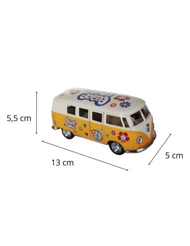Voiture Maquette Echelle 1/32 en Métal à Friction VW T1 Bus 1962 - 4 Couleurs Disponibles