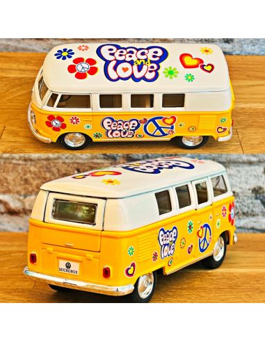 Voiture Maquette Echelle 1/32 en Métal à Friction VW T1 Bus 1962 - 4 Couleurs Disponibles