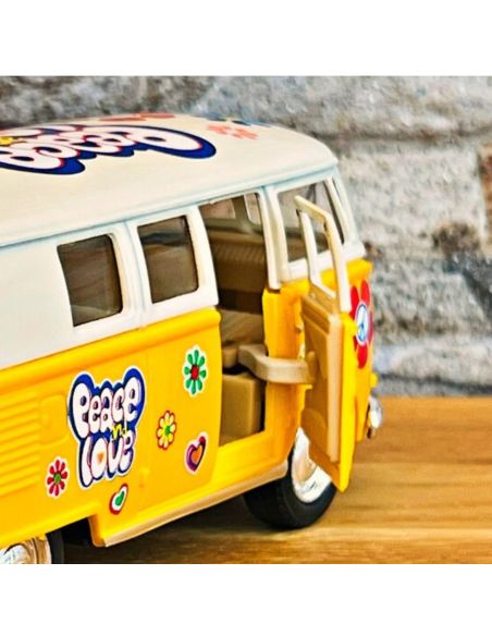 Voiture Maquette Echelle 1/32 en Métal à Friction VW T1 Bus 1962 - 4 Couleurs Disponibles