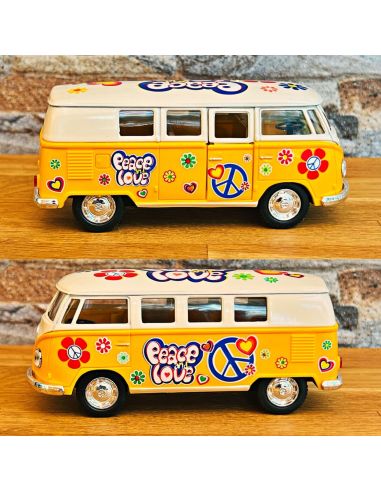 Voiture Maquette Echelle 1/32 en Métal à Friction VW T1 Bus 1962 - 4 Couleurs Disponibles