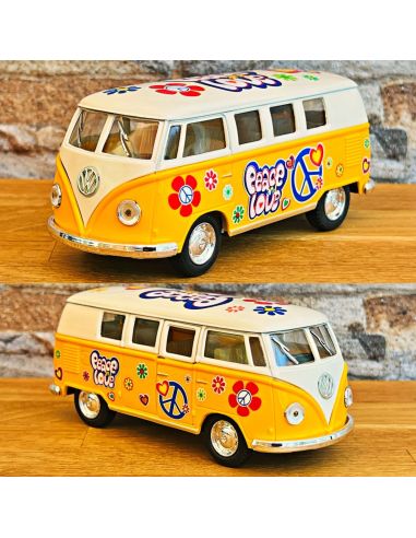 Voiture Maquette Echelle 1/32 en Métal à Friction VW T1 Bus 1962 - 4 Couleurs Disponibles