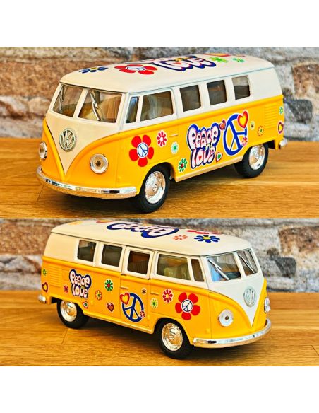 Voiture Maquette Echelle 1/32 en Métal à Friction VW T1 Bus 1962 - 4 Couleurs Disponibles