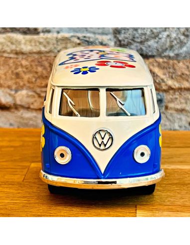 Voiture Maquette Echelle 1/32 en Métal à Friction VW T1 Bus 1962 - 4 Couleurs Disponibles