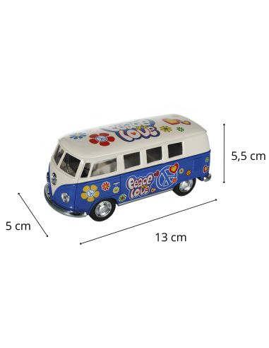 Voiture Maquette Echelle 1/32 en Métal à Friction VW T1 Bus 1962 - 4 Couleurs Disponibles
