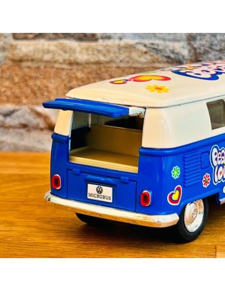 Voiture Maquette Echelle 1/32 en Métal à Friction VW T1 Bus 1962 - 4 Couleurs Disponibles