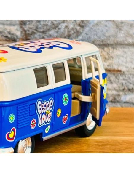 Voiture Maquette Echelle 1/32 en Métal à Friction VW T1 Bus 1962 - 4 Couleurs Disponibles