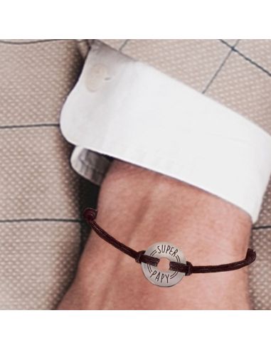  Bracelet Homme "Super Papy" - Taille Unique