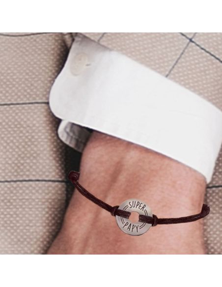  Bracelet Homme "Super Papy" - Taille Unique
