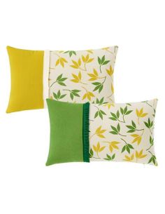 Lot de  2 Coussins Rectangulaires Motif Végétal Déhoussables - Dimensions : 50 x 30 x 8 cm