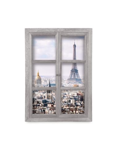 Fenêtre Décorative en Trompe Vue de Paris - 56,2 x 2 x 78,5 cm