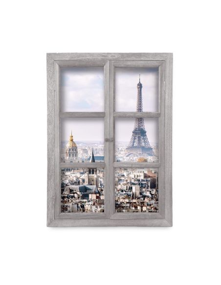 Fenêtre Décorative en Trompe Vue de Paris - 56,2 x 2 x 78,5 cm