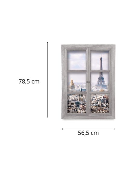 Fenêtre Décorative en Trompe Vue de Paris - 56,2 x 2 x 78,5 cm