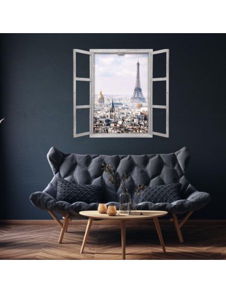 Fenêtre Décorative en Trompe Vue de Paris - 56,2 x 2 x 78,5 cm