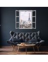 Fenêtre Décorative en Trompe Vue de Paris - 56,2 x 2 x 78,5 cm
