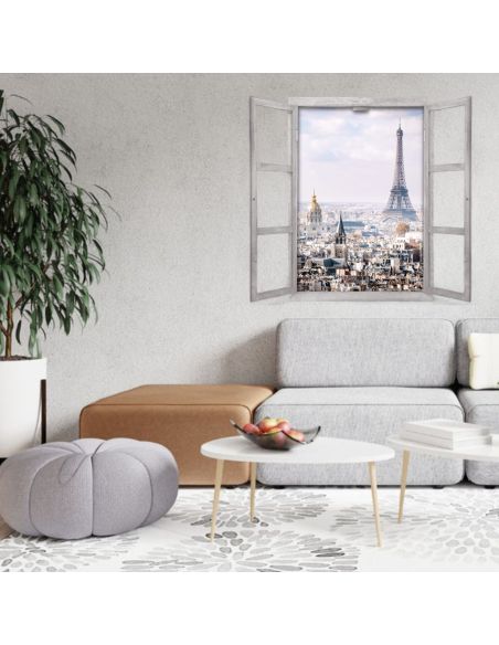 Fenêtre Décorative en Trompe Vue de Paris - 56,2 x 2 x 78,5 cm