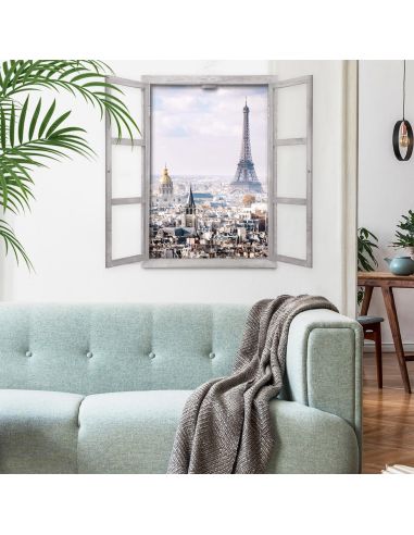 Fenêtre Décorative en Trompe Vue de Paris - 56,2 x 2 x 78,5 cm